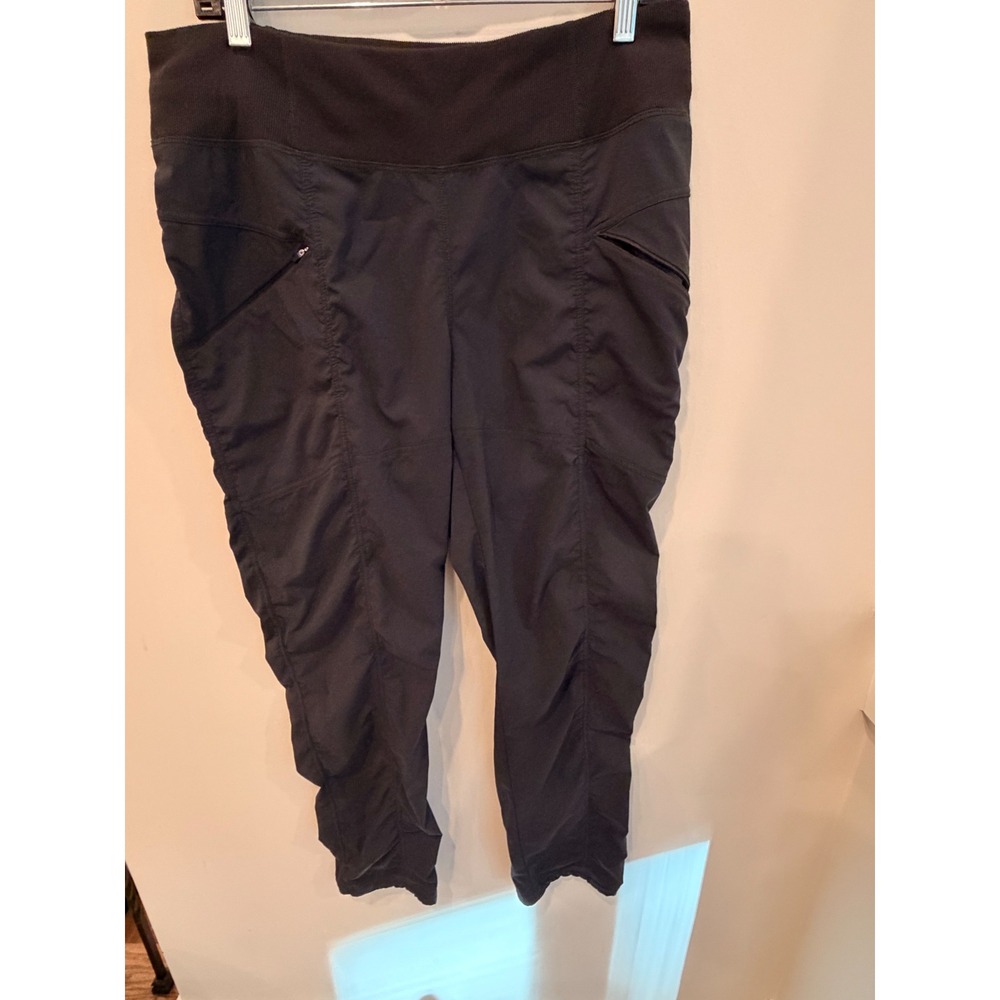 Prana Halle E-Waist Jogger Pants Black Regular Fit Women Large Hiking Outdoor‎